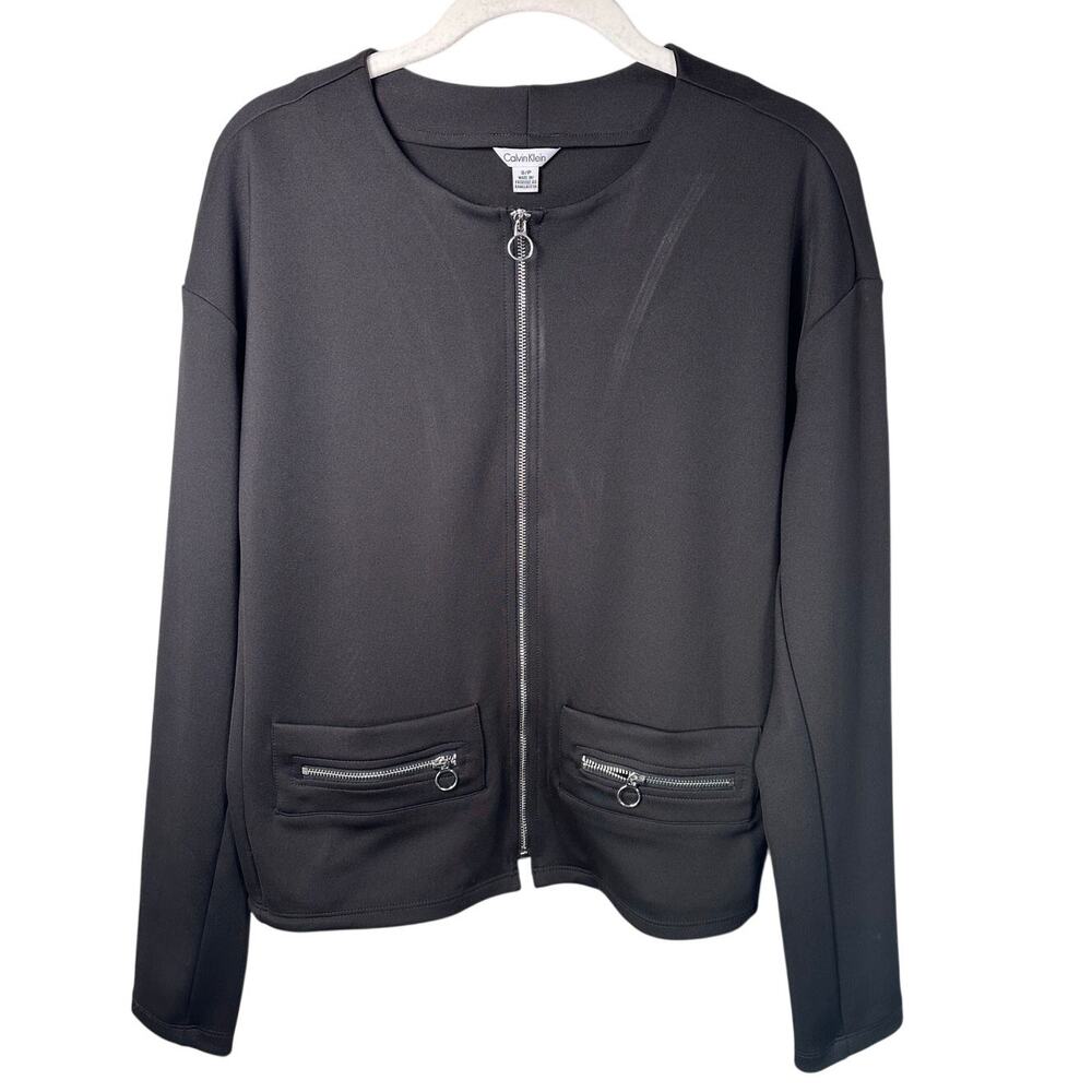 Calvin Klein Black Front Zip Ring Pull Jacket Women's Small